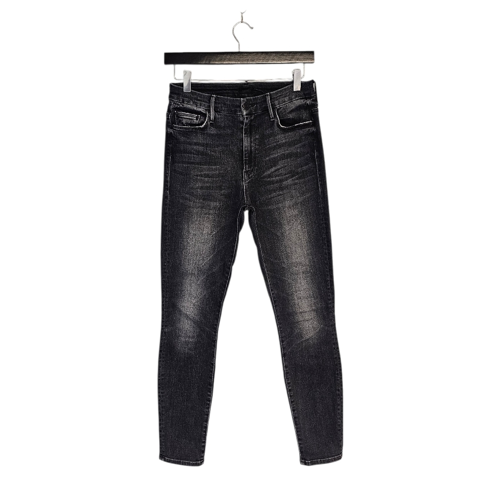 MOTHER High Waisted Looker Ankle Skinny‎ Black Gray Jeans 27 Preowned